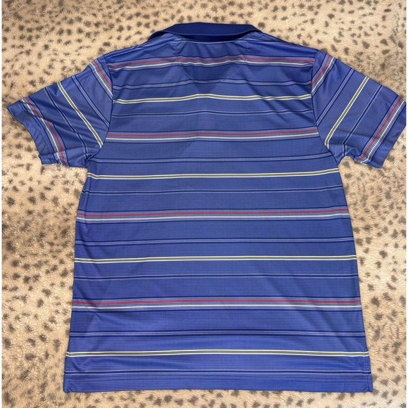 Men's PGA Tour Pro Series Athletic Fit Stretch Golf Polo Blue Stripe Medium - Picture 3 of 3